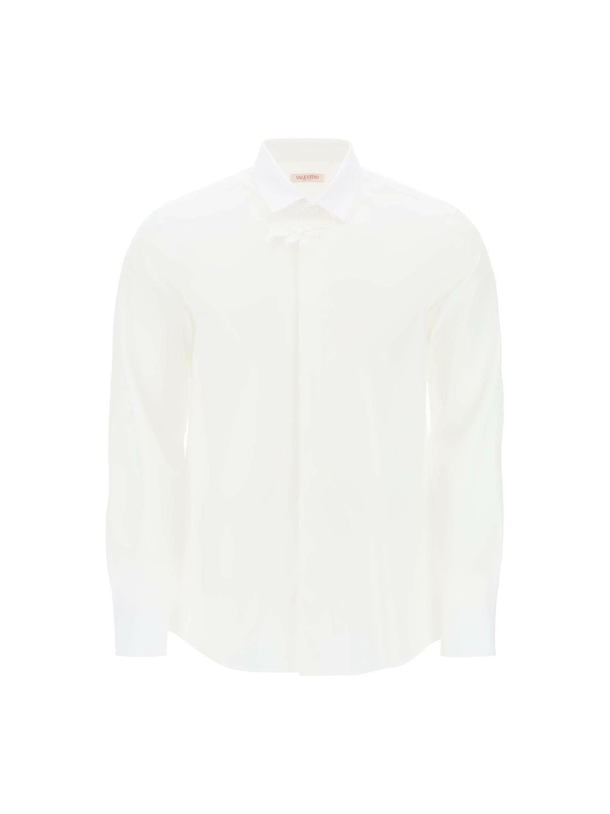 Long-Sleeve Cotton Poplin Shirt With Flower Patch VALENTINO GARAVANI JOHN JULIA.