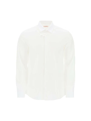 Long-Sleeve Cotton Poplin Shirt With Flower Patch VALENTINO GARAVANI JOHN JULIA.