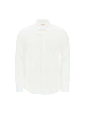 Long-Sleeve Cotton Poplin Shirt With Flower Patch VALENTINO GARAVANI JOHN JULIA.