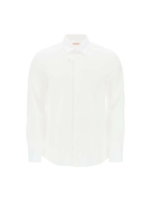 Long-Sleeve Cotton Poplin Shirt With Flower Patch VALENTINO GARAVANI JOHN JULIA.