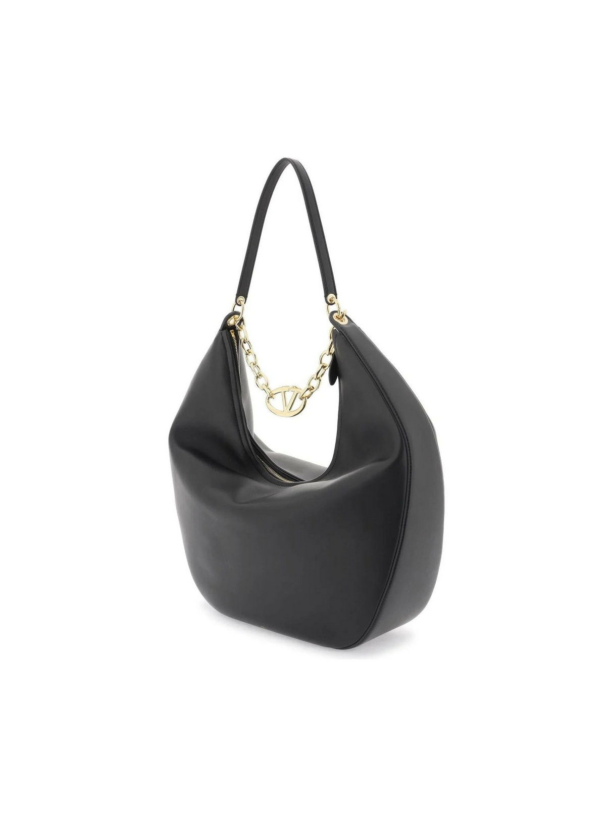 Maxi VLogo Leather Moon Hobo Bag.