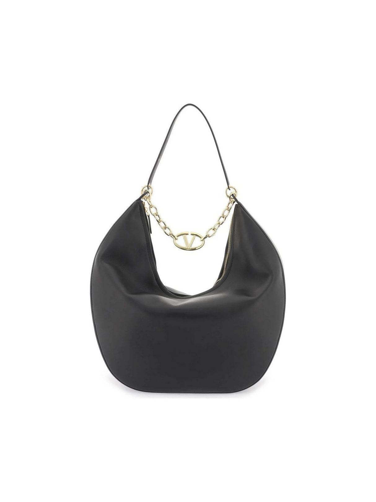 Maxi VLogo Leather Moon Hobo Bag.