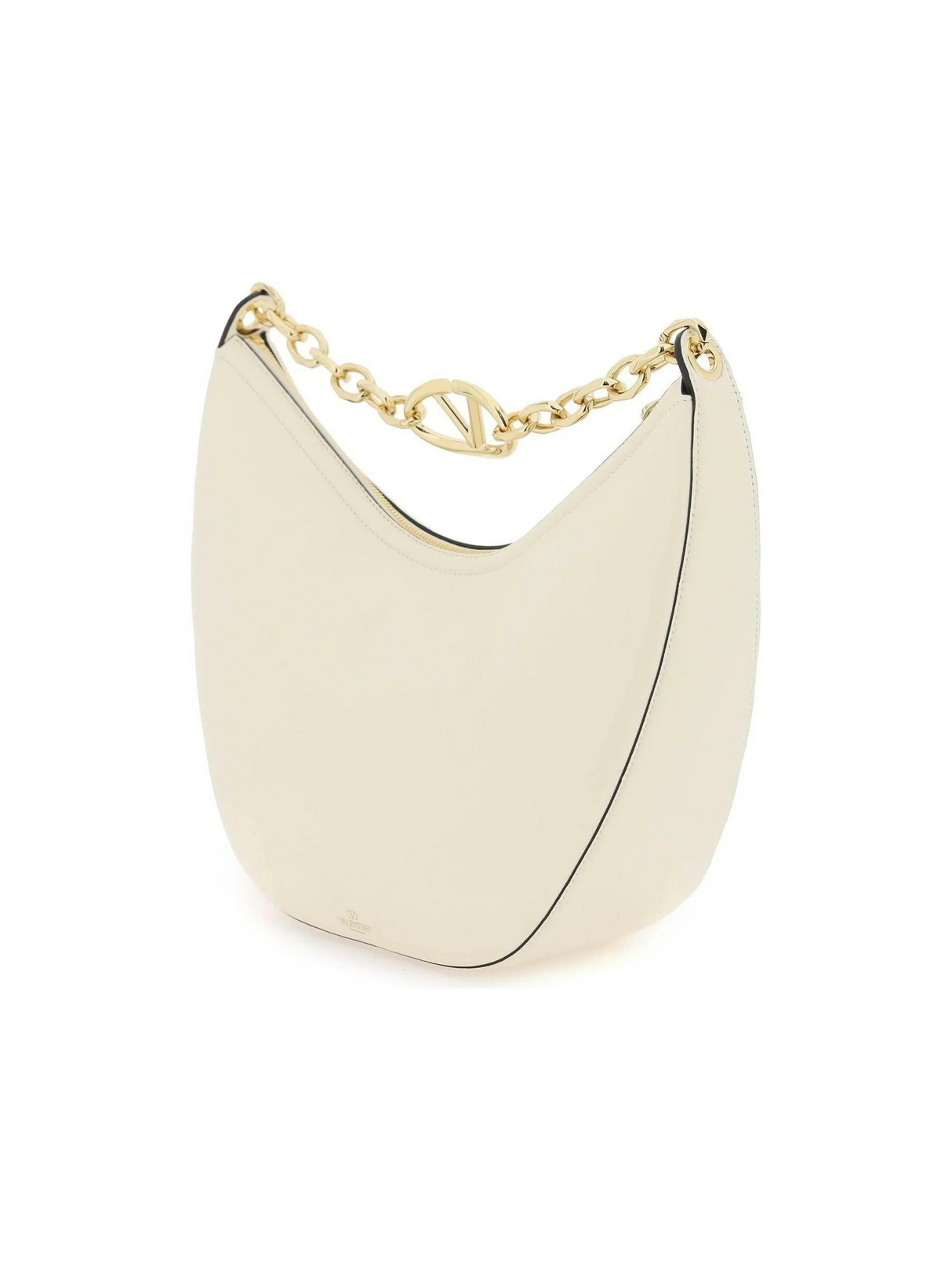 Medium Vlogo Moon Gainy Calfskin Hobo Bag.