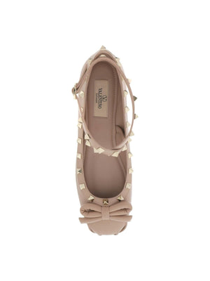 VALENTINO GARAVANI-Nappa Leather Rockstud Ballerinas-JOHN JULIA