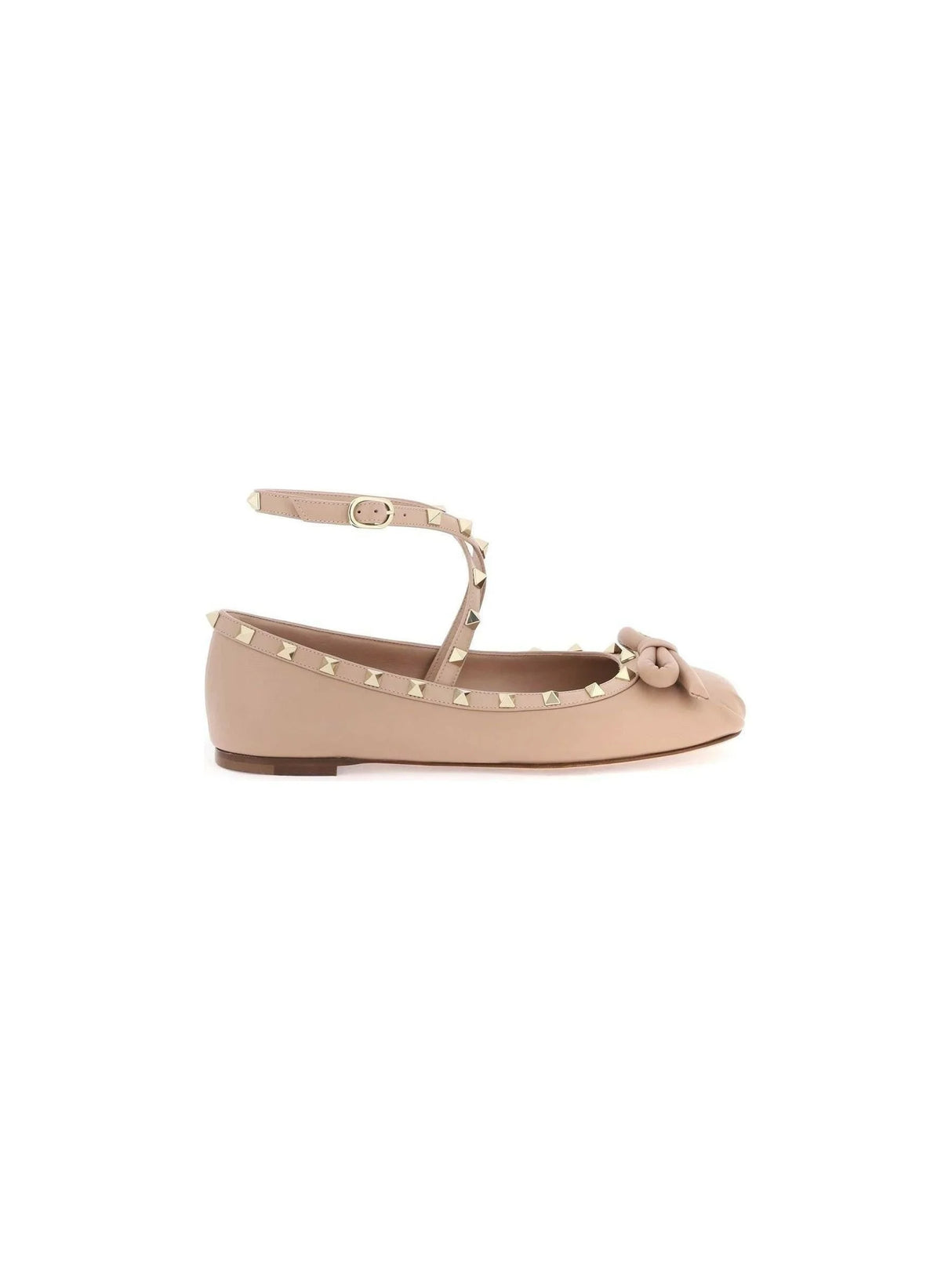 VALENTINO GARAVANI-Nappa Leather Rockstud Ballerinas-JOHN JULIA