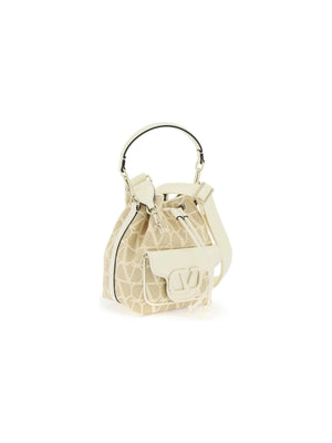 VALENTINO GARAVANI-Naturale Ivory Locò Iconographe Bucket Bag-JOHN JULIA