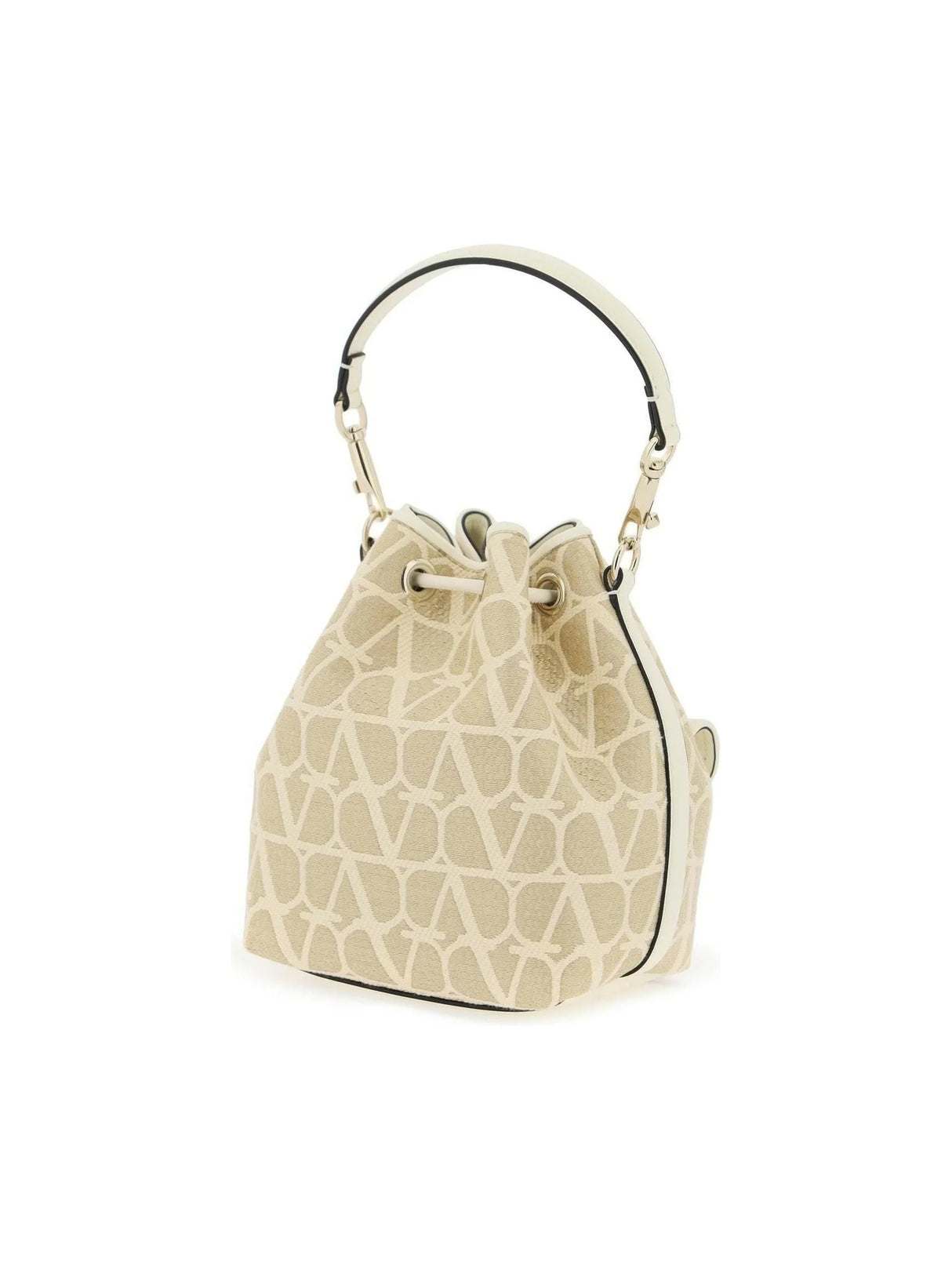 VALENTINO GARAVANI-Naturale Ivory Locò Iconographe Bucket Bag-JOHN JULIA