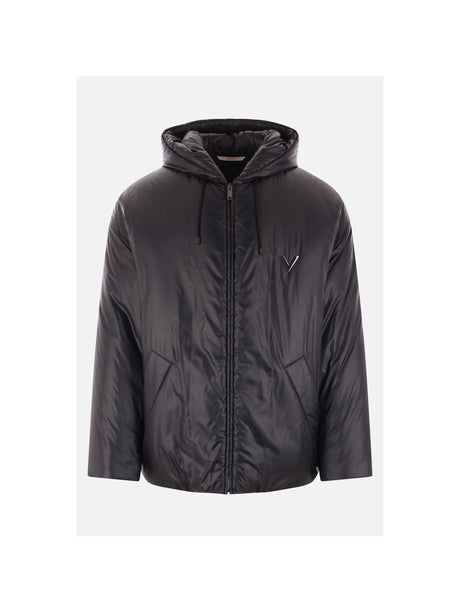 Padded Nylon Jacket With V Detail-VALENTINO GARAVANI-JOHN JULIA