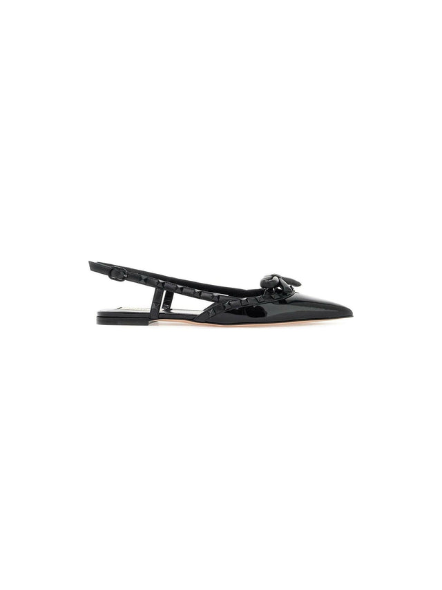 Patent Rockstud Bow Slingback Ballerinas.