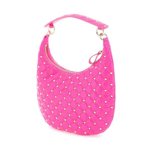 Pink PP 'Rockstud Spike' Leather Hobo Bag VALENTINO GARAVANI JOHN JULIA.