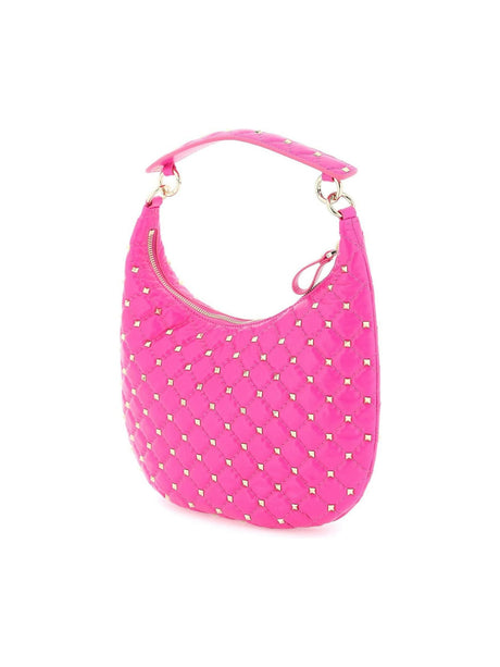 Pink PP 'Rockstud Spike' Leather Hobo Bag VALENTINO GARAVANI JOHN JULIA.