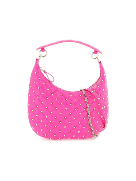 Pink PP 'Rockstud Spike' Leather Hobo Bag VALENTINO GARAVANI JOHN JULIA.