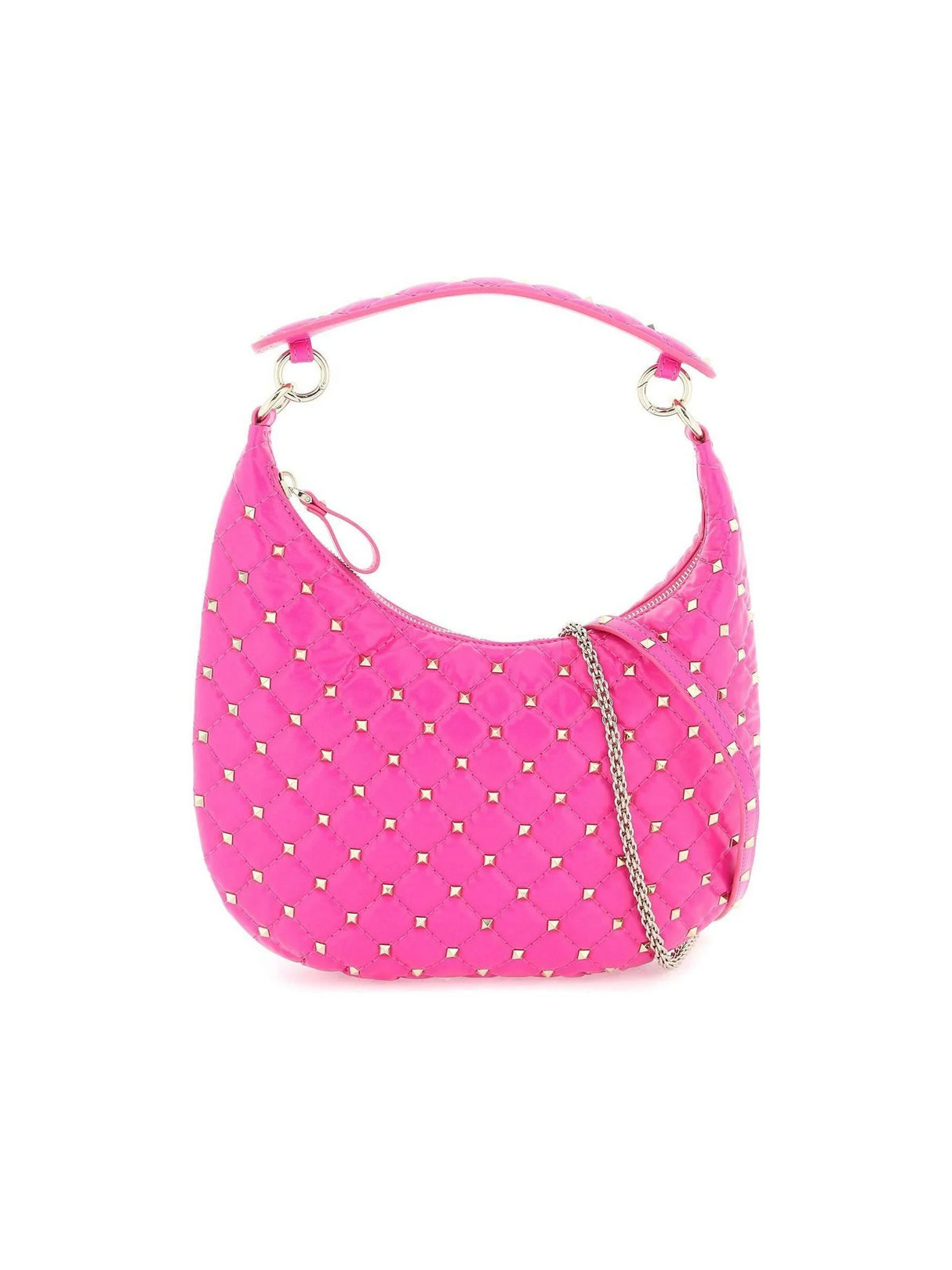 Pink PP 'Rockstud Spike' Leather Hobo Bag VALENTINO GARAVANI JOHN JULIA.