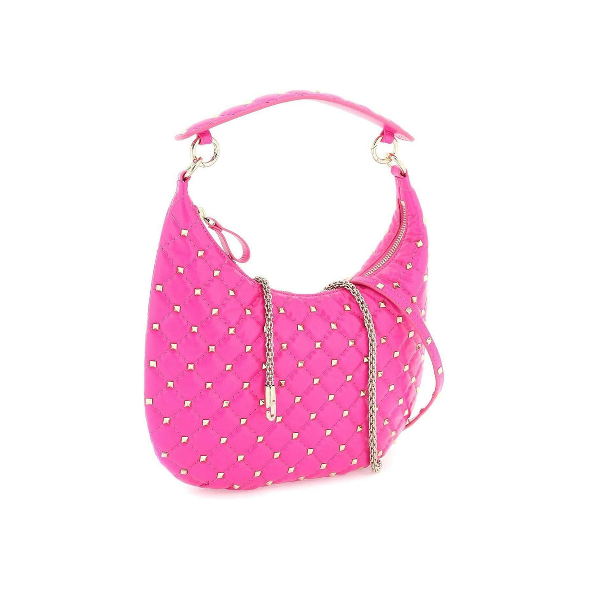 Pink PP 'Rockstud Spike' Leather Hobo Bag VALENTINO GARAVANI JOHN JULIA.