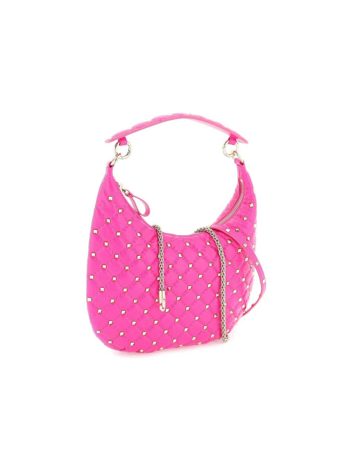 Pink PP 'Rockstud Spike' Leather Hobo Bag VALENTINO GARAVANI JOHN JULIA.