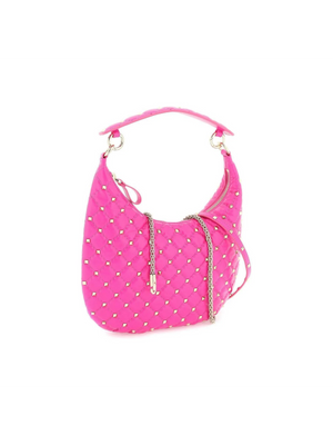 Pink PP 'Rockstud Spike' Leather Hobo Bag VALENTINO GARAVANI JOHN JULIA.