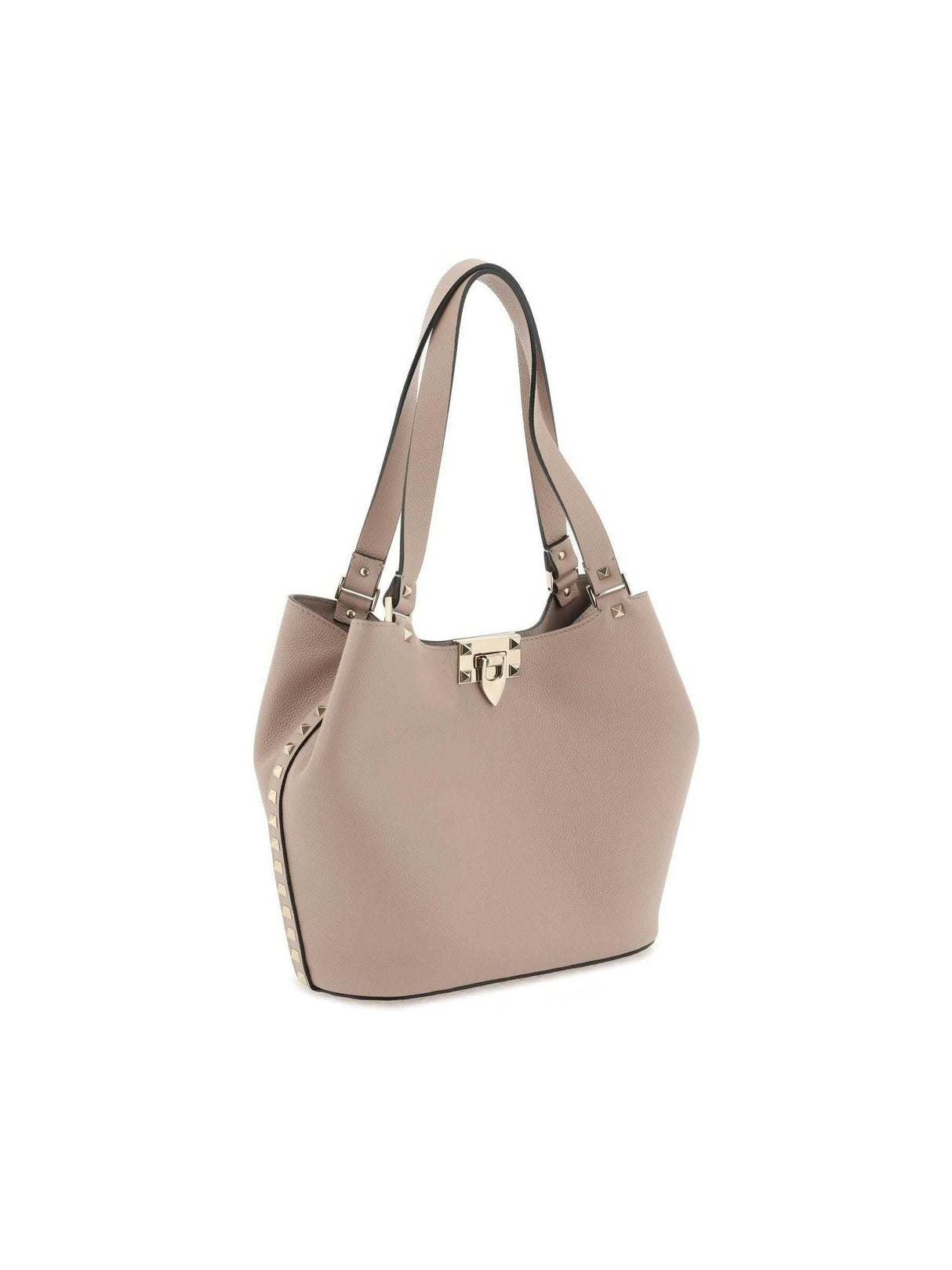 VALENTINO GARAVANI-Poudre Small Rockstud Leather Tote Bag-JOHN JULIA