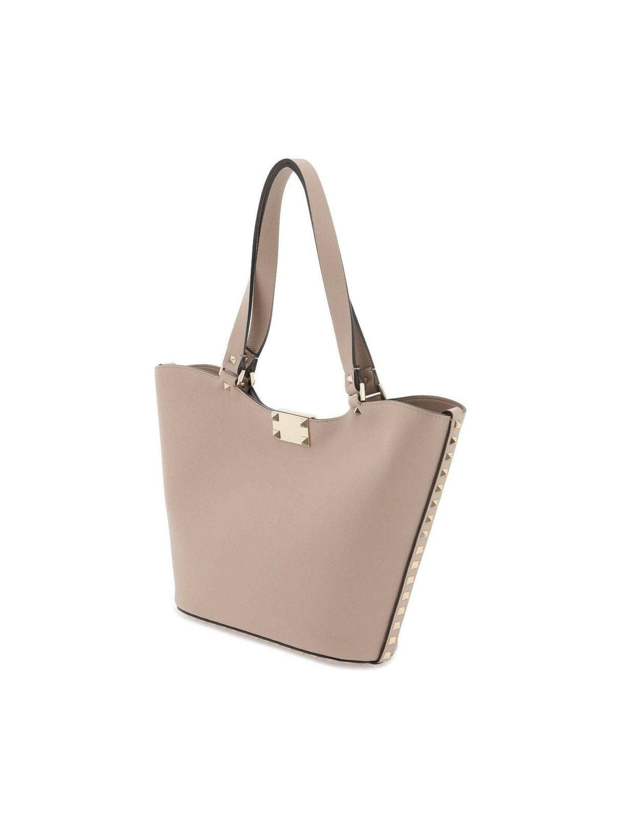 VALENTINO GARAVANI-Poudre Small Rockstud Leather Tote Bag-JOHN JULIA