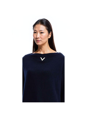 VALENTINO GARAVANI-Ribbed Cashmere V Boat Neck Sweater -JOHN JULIA.