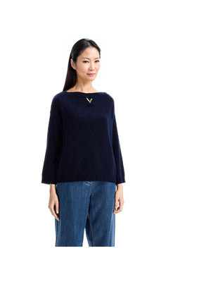 VALENTINO GARAVANI-Ribbed Cashmere V Boat Neck Sweater -JOHN JULIA.