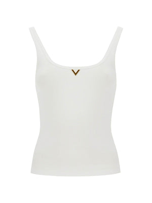 Ribbed Tank Top With V Neckline