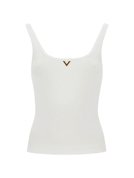 Ribbed Tank Top With V Neckline