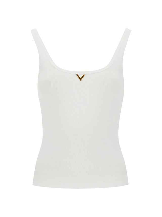 Ribbed Tank Top With V Neckline