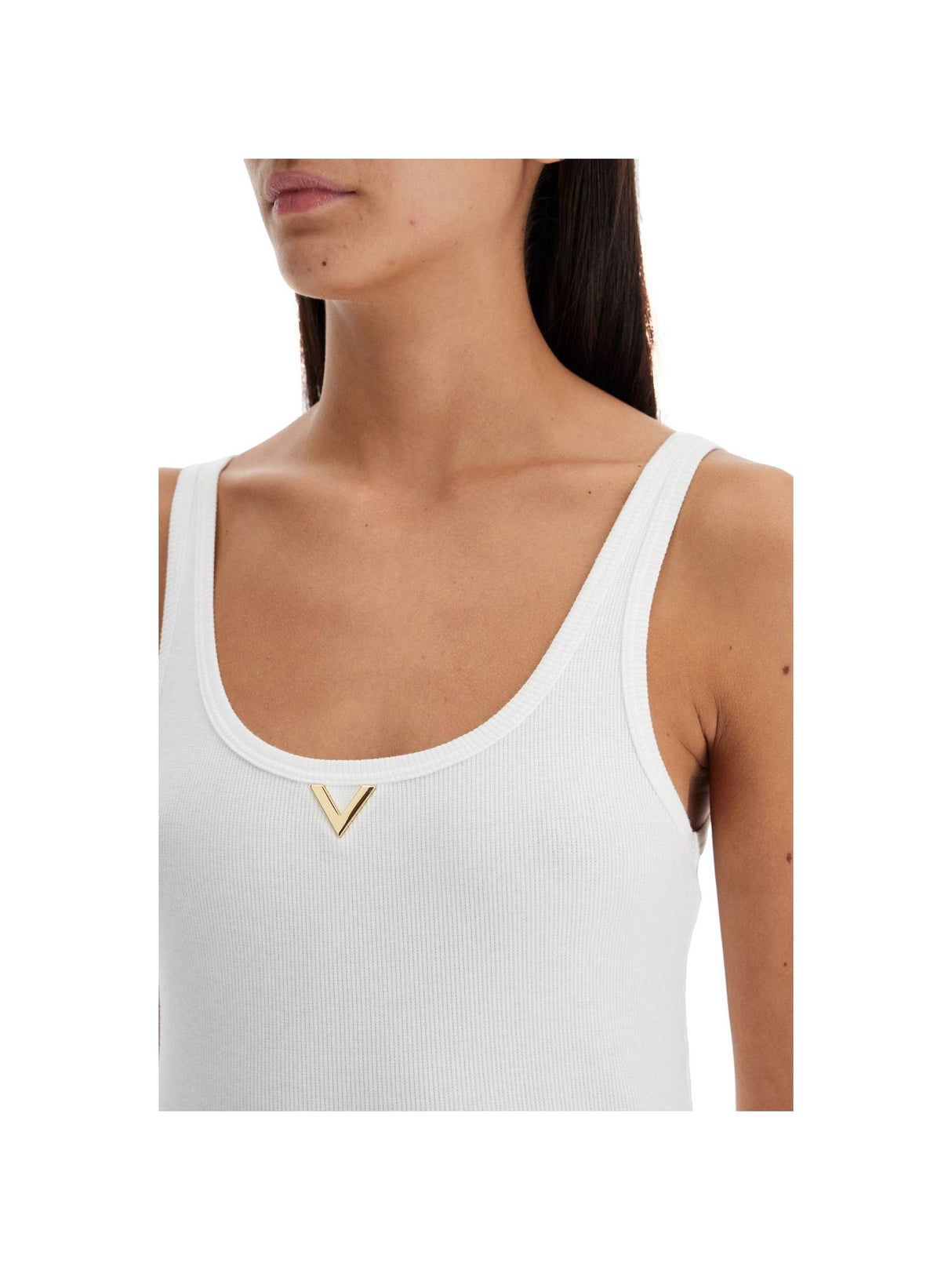 Ribbed Tank Top With V Neckline