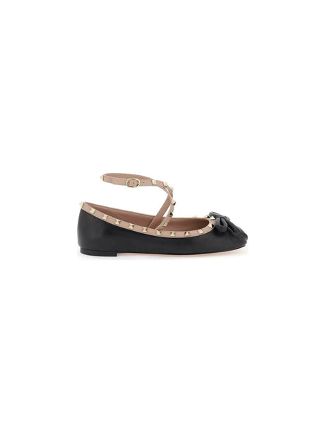 Rockstud Ankle Strap Ballet Flats.