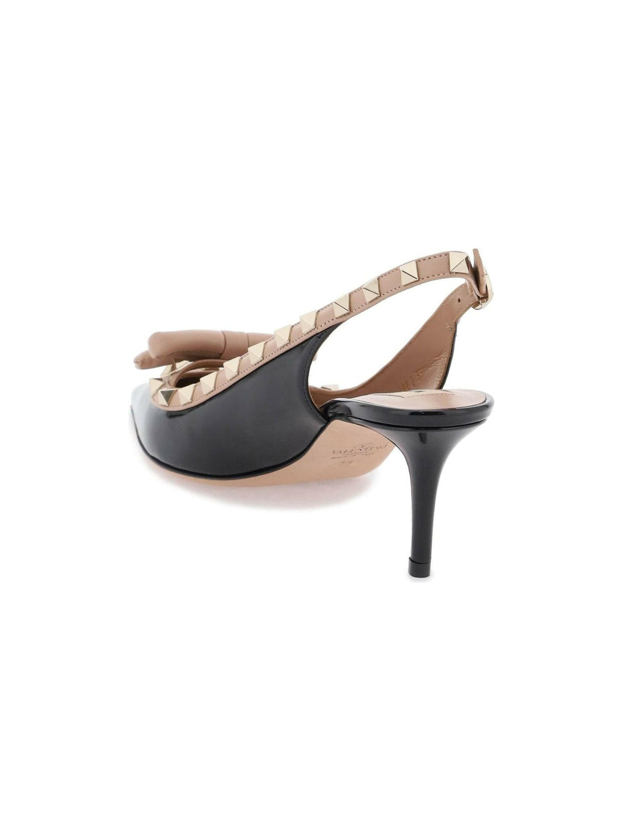 VALENTINO GARAVANI-Rockstud Bow Patent Leather Slingback Pumps-JOHN JULIA