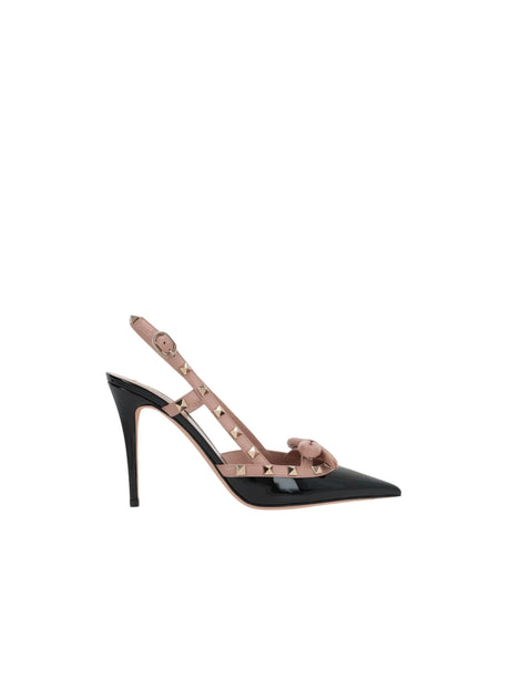 Rockstud Bow Patent Leather Slingbacks-VALENTINO GARAVANI-JOHN JULIA