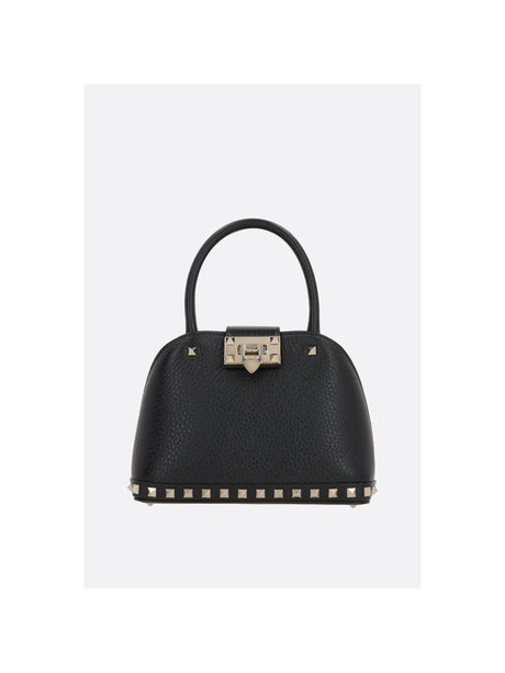 Rockstud Double Handbag In Grainy Leather-VALENTINO GARAVANI-JOHN JULIA