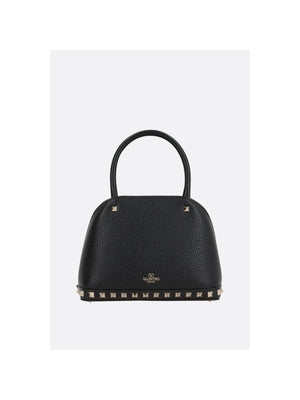 Rockstud Double Handbag In Grainy Leather-VALENTINO GARAVANI-JOHN JULIA