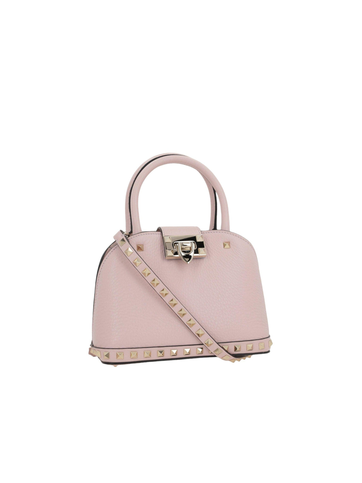 Rockstud Double Handbag In Grainy Leather-VALENTINO GARAVANI-JOHN JULIA