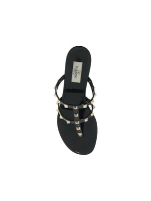 VALENTINO GARAVANI-Rockstud Flat Rubber Sandals-JOHN JULIA