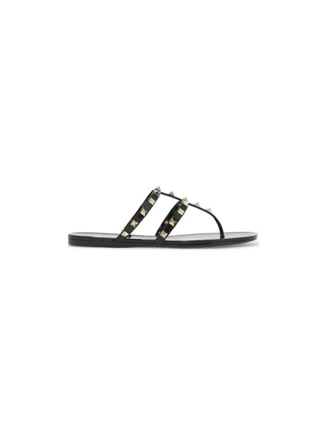 VALENTINO GARAVANI-Rockstud Flat Rubber Sandals-JOHN JULIA