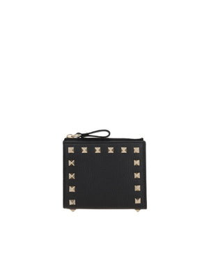 Rockstud Grainy Leather Compact Wallet-VALENTINO GARAVANI-JOHN JULIA