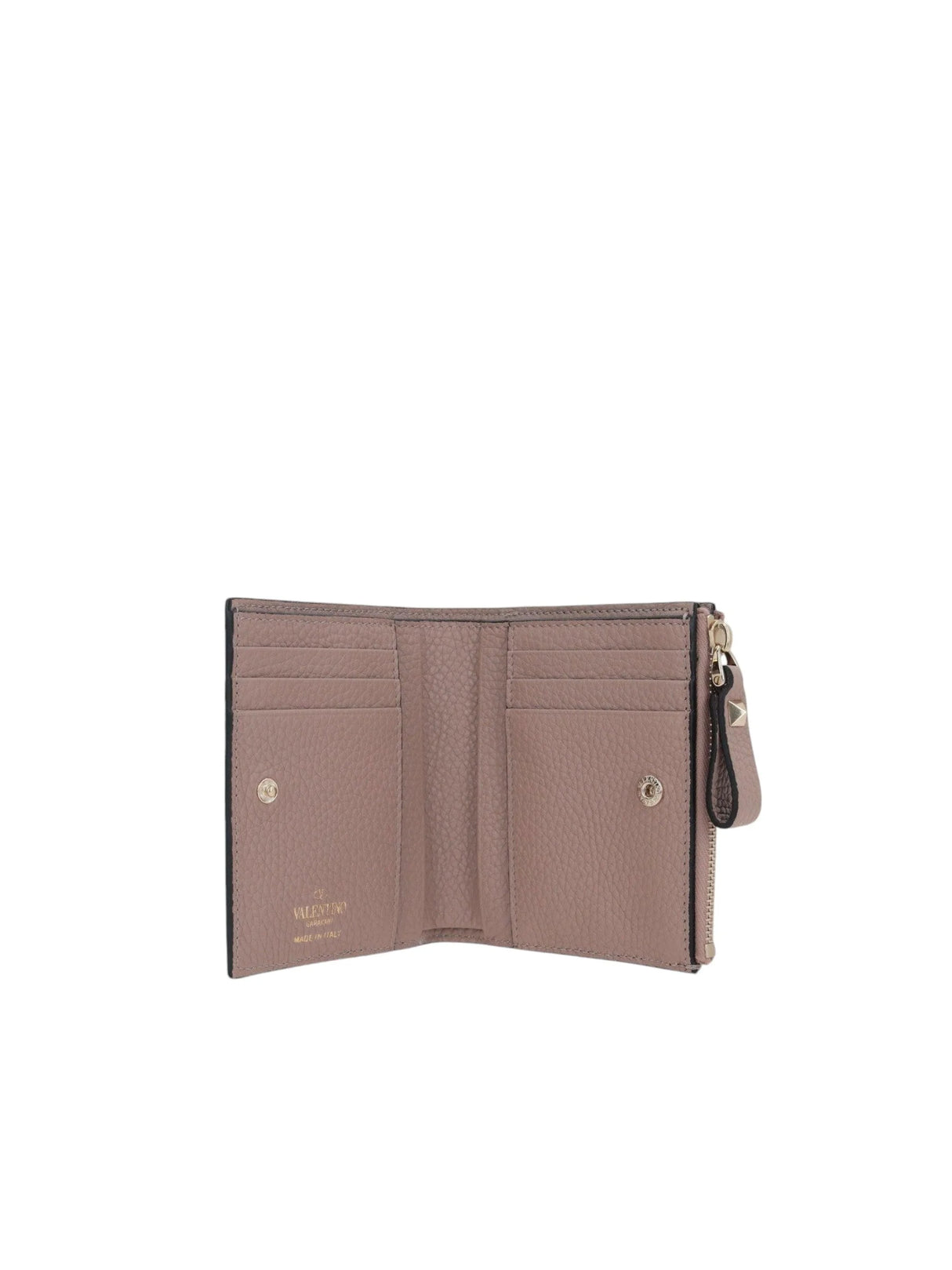 Rockstud Grainy Leather Compact Wallet-VALENTINO GARAVANI-JOHN JULIA