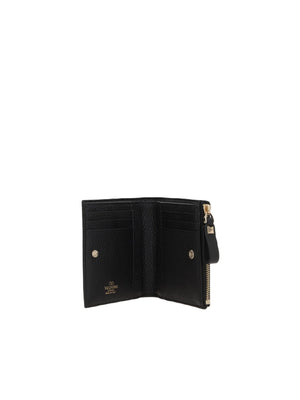 Rockstud Grainy Leather Compact Wallet-VALENTINO GARAVANI-JOHN JULIA