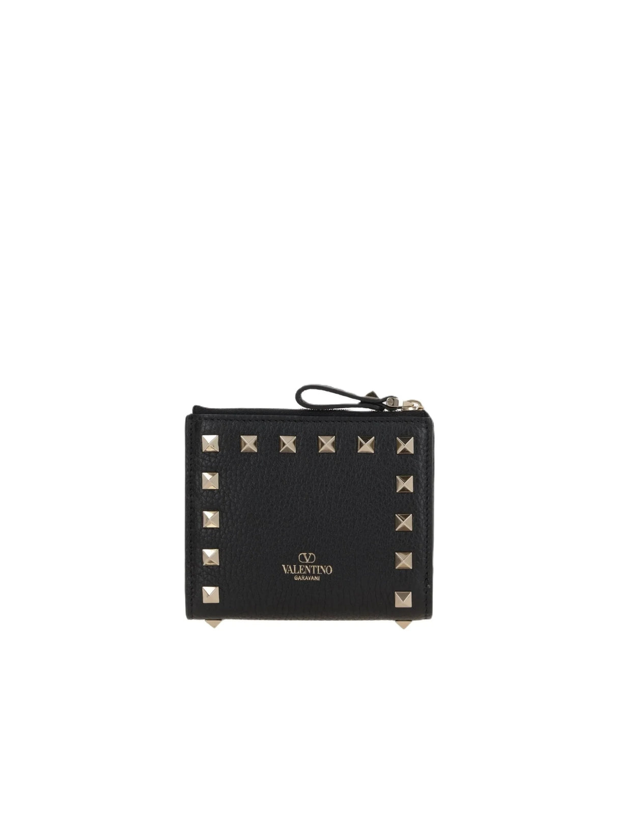 Rockstud Grainy Leather Compact Wallet-VALENTINO GARAVANI-JOHN JULIA