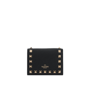 Rockstud Grainy Leather Flap Wallet-VALENTINO GARAVANI-JOHN JULIA