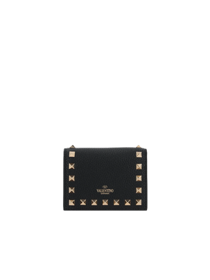 Rockstud Grainy Leather Flap Wallet-VALENTINO GARAVANI-JOHN JULIA