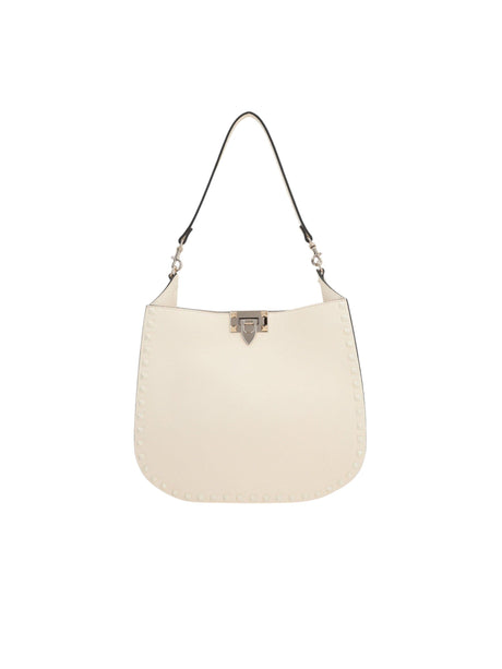 Rockstud Grainy Leather Hobo Bag-VALENTINO GARAVANI-JOHN JULIA