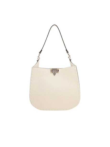 Rockstud Grainy Leather Hobo Bag-VALENTINO GARAVANI-JOHN JULIA