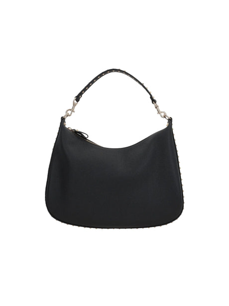 Rockstud Grainy Leather Hobo Bag-VALENTINO GARAVANI-JOHN JULIA