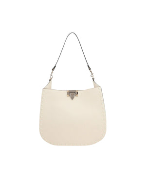 Rockstud Grainy Leather Hobo Bag-VALENTINO GARAVANI-JOHN JULIA