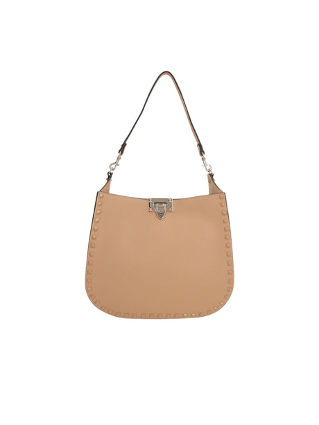 Rockstud Grainy Leather Hobo Bag-VALENTINO GARAVANI-JOHN JULIA