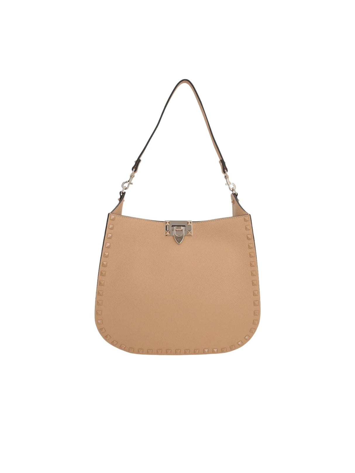 Rockstud Grainy Leather Hobo Bag-VALENTINO GARAVANI-JOHN JULIA