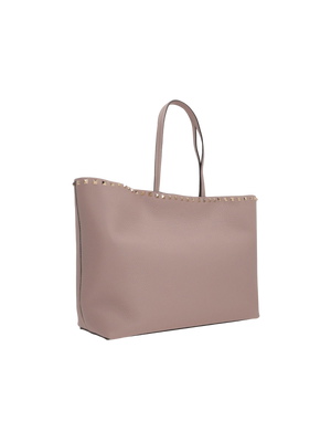 Rockstud Grainy Leather Tote Bag-VALENTINO GARAVANI-JOHN JULIA