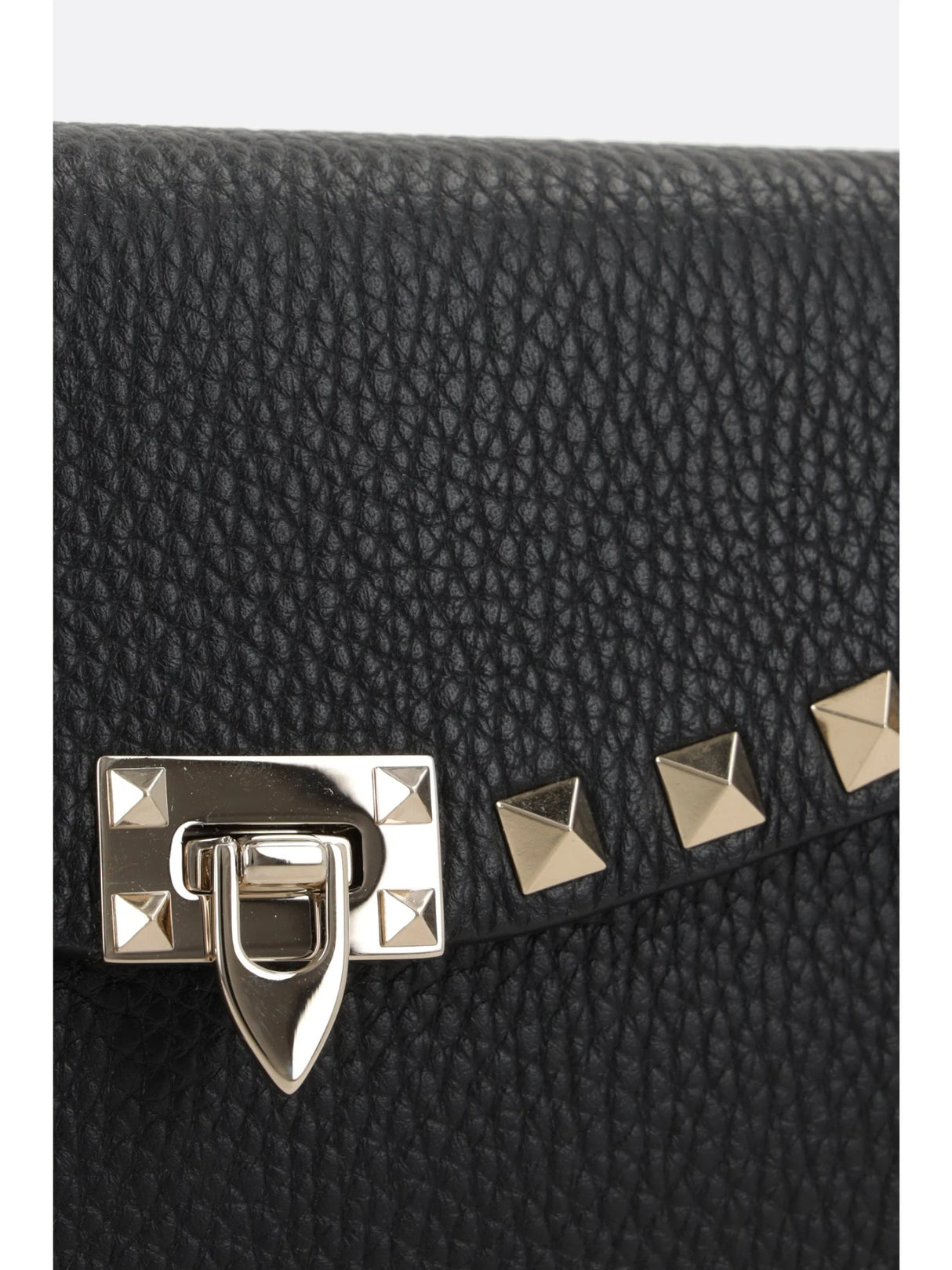 Rockstud Grainy Leather Wallet On Chain-VALENTINO GARAVANI-JOHN JULIA